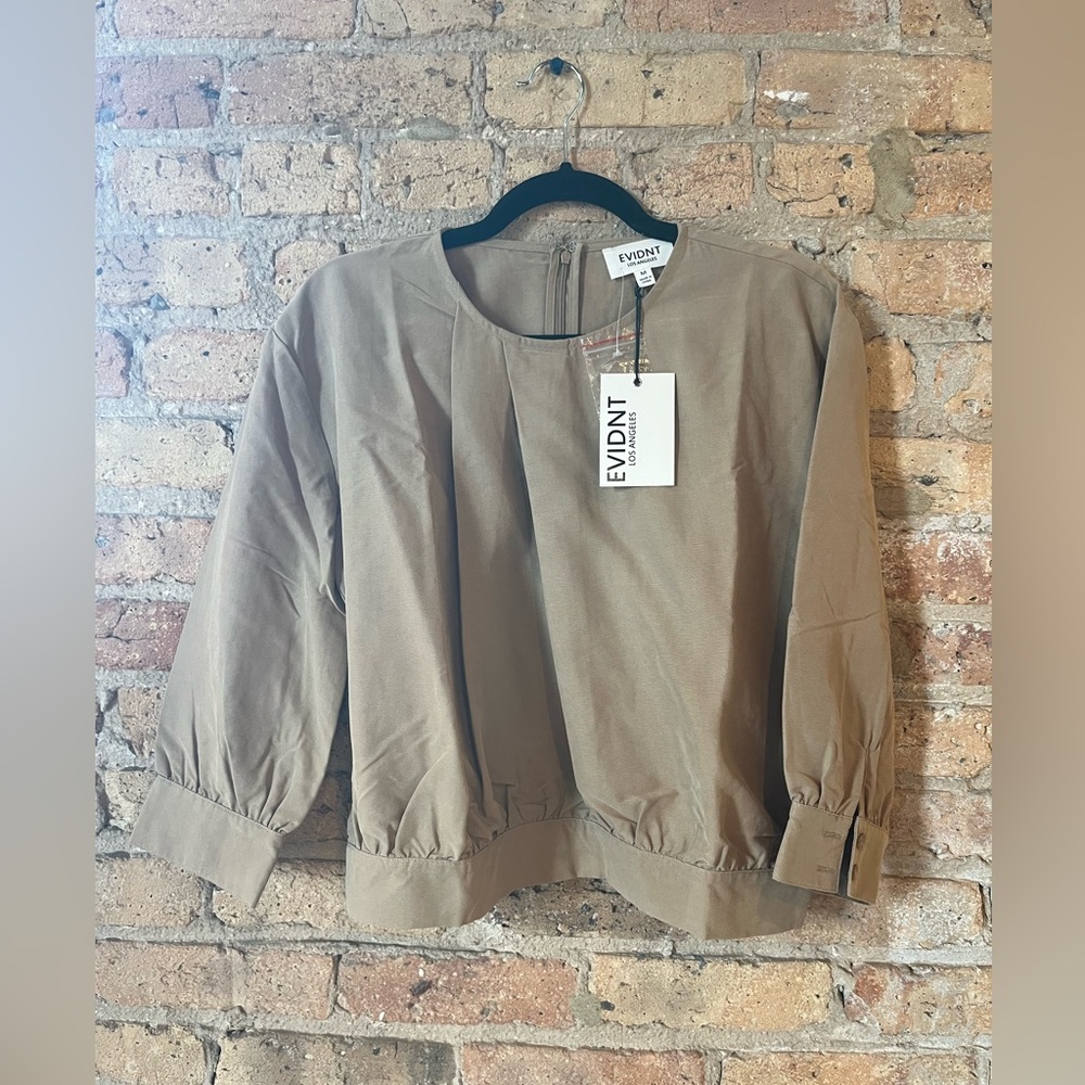 NWT EVIDNT Tan Blouse- Size Small